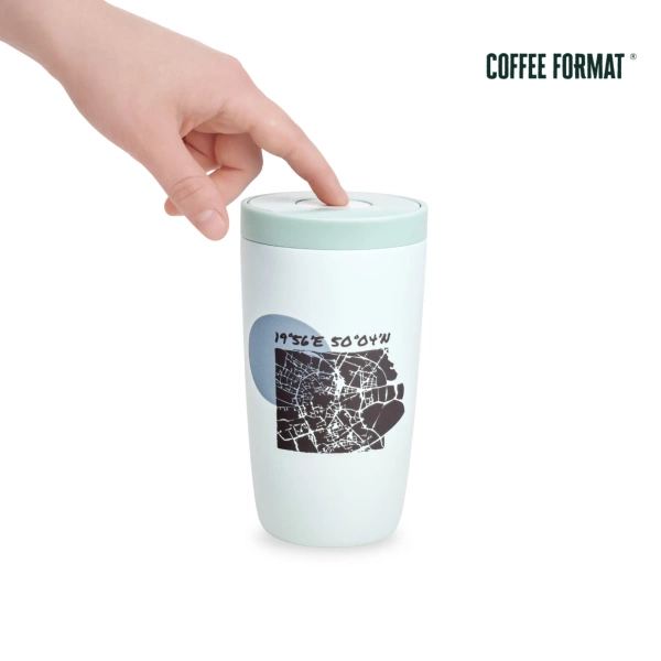Coffee Format Miętowy kubek termiczny z motywem mapy 350 ml