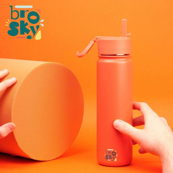 Brosky Basic Stalowa butelka na wodę w kolorze ceglastym 680ml