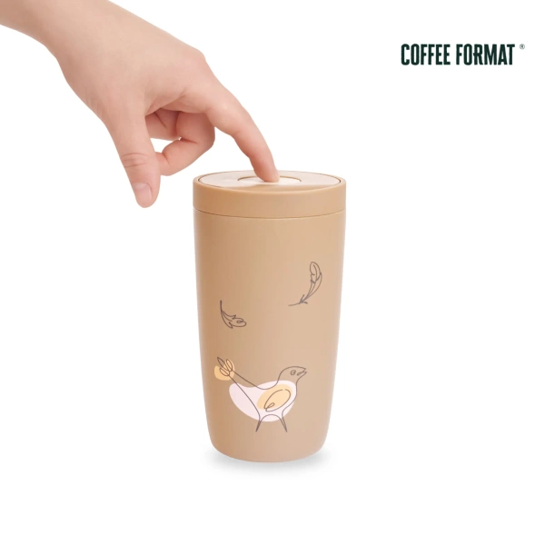 Coffee Format Brązowy kubek termiczny z nadrukiem 350 ml