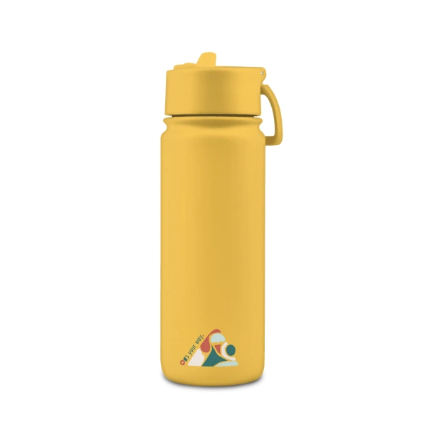 Brosky Abstract Żółta stalowa butelka termiczna ze słomką 550 ml