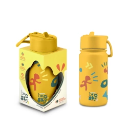 Brosky Pattern Stalowa butelka na wodę w kolorze żółtym 450ml