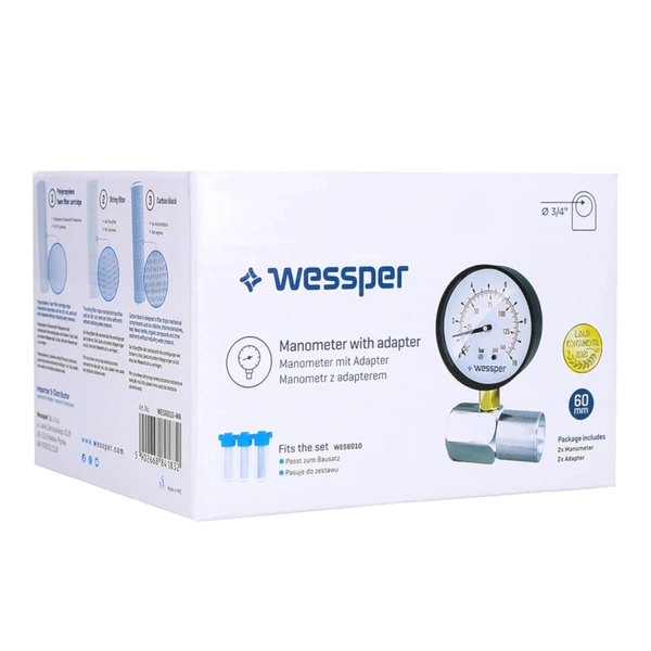 Wessper 2x Manometr i 2x adapter do filtrów wody 3/4"