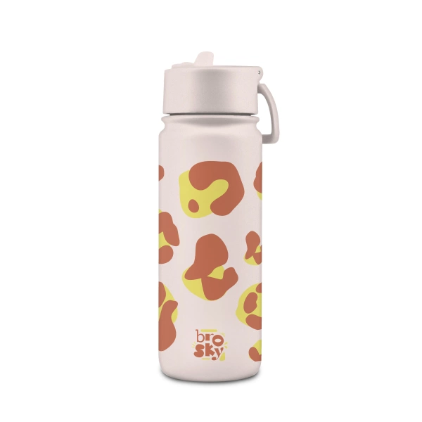 Brosky Wild Różowa butelka na wodę z nadrukiem w motyw zwierzęcy 550 ml