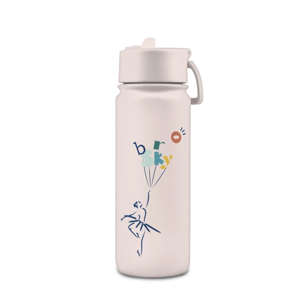 Brosky O. Różowy bidon na wodę ze słomką 550 ml