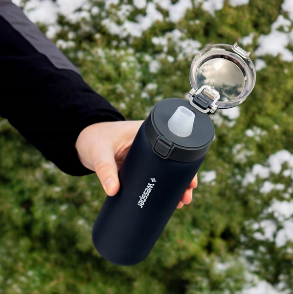 Wessper ActiveMax Clarti Glass Szara szklana butelka filtrująca z dodatkowymi wkładami 0,68l