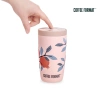 Coffee Format Różowy kubek termiczny z motywem roślin 350 ml