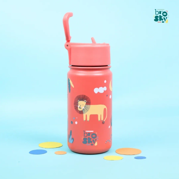 Brosky Kids Ceglasta butelka na wodę dla dzieci w motyw safari 450 ml