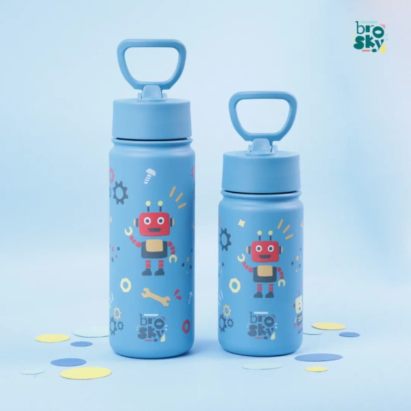 Brosky Kids Morska butelka na wodę dla dzieci w roboty 450 ml