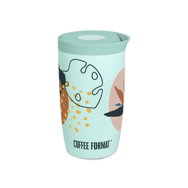 Coffee Format Miętowy kubek termiczny z motywem roślin 350 ml