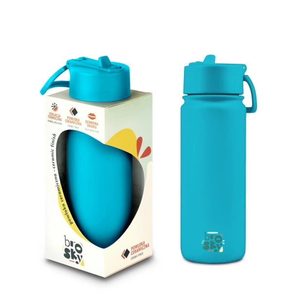 Brosky Basic Stalowa butelka na wodę w kolorze morskim 550ml