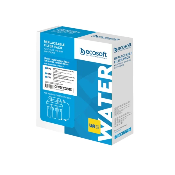 Ecosoft Zestaw 3 wkładów zamiennych do filtra osmozy
