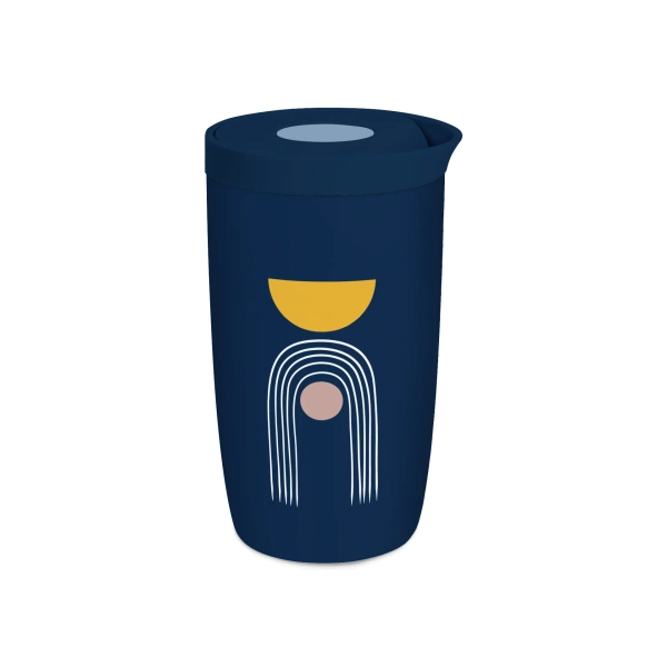 Coffee Format Niebieski kubek termiczny z motywem abstrakcyjnym 350 ml