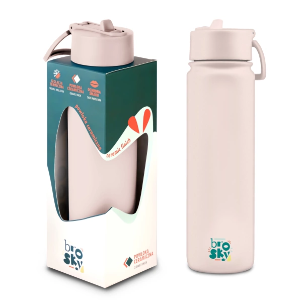 Brosky Basic Stalowa butelka na wodę w kolorze różowym 680ml