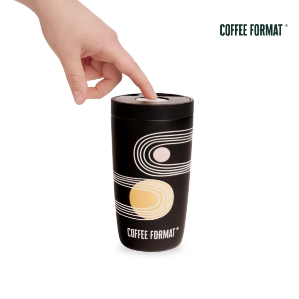 Coffee Format Czarny kubek termiczny z nadrukiem 350 ml