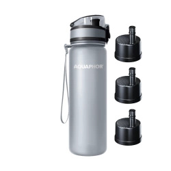 Aquaphor City 0,5L Szara butelka filtrująca wodę z 3 wkładami