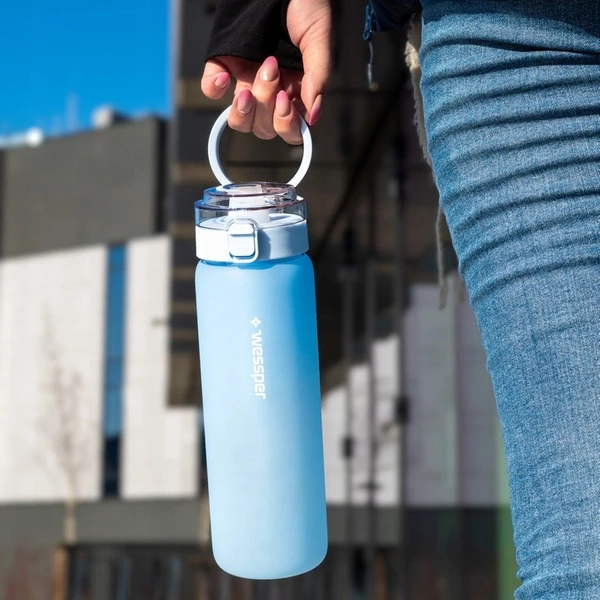 Wessper ActiveMax Clarti Glass Błękitna szklana butelka filtrująca z dodatkowymi wkładami 0,68l