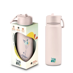 Brosky O. Różowy bidon na wodę ze słomką 550 ml