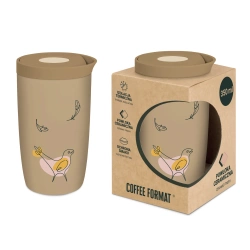 Coffee Format Brązowy kubek termiczny z nadrukiem 350 ml