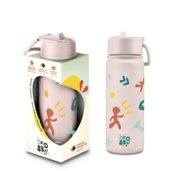 Brosky Pattern Stalowa butelka na wodę w kolorze różowym 550ml