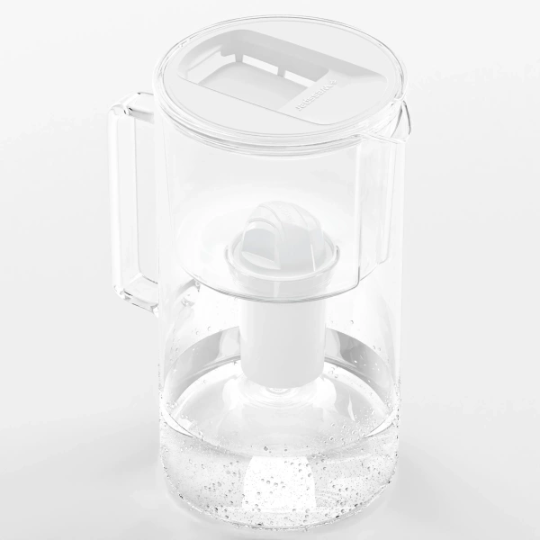 Wessper AquaClassic Crystalline 3L Biały szklany dzbanek filtrujący z 6 wkładami