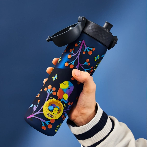 ION8 Granatowa butelka na wodę dla dzieci w ptaki 500 ml