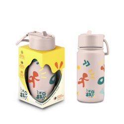 Brosky Pattern Stalowa butelka na wodę w kolorze różowym 450ml