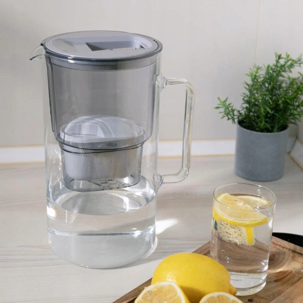 Wessper AquaMax Crystalline 3L Szary szklany dzbanek filtrujący