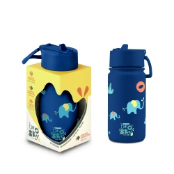 Brosky O. Granatowy bidon termiczny na wodę w słoniki 450 ml
