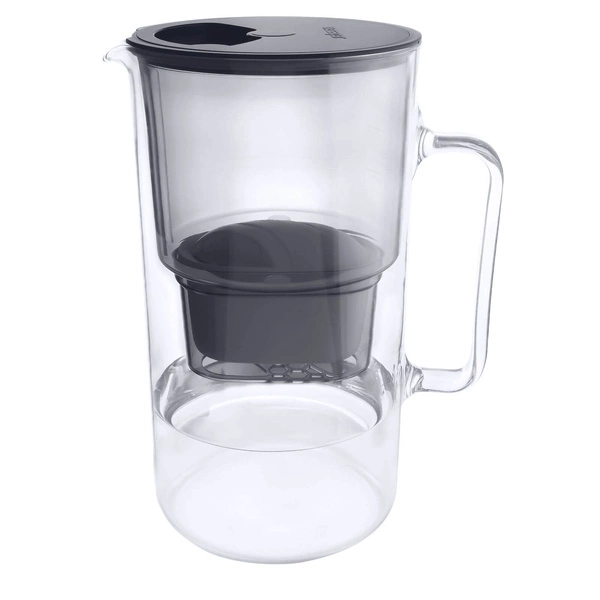 Wessper AquaMax Crystalline 3l Czarny szklany dzbanek filtrujący z 12 wkładami