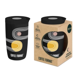 Coffee Format Czarny kubek termiczny z nadrukiem 350 ml