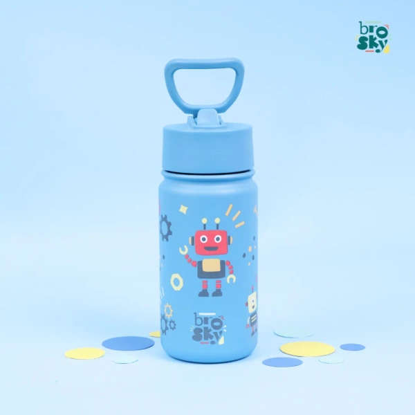 Brosky Kids Morska butelka na wodę dla dzieci w roboty 450 ml