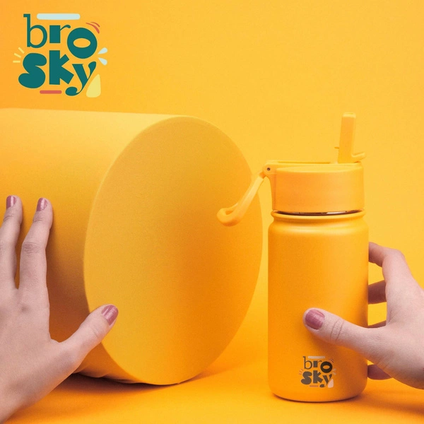 Brosky Basic Stalowa butelka na wodę w kolorze żółtym 450ml