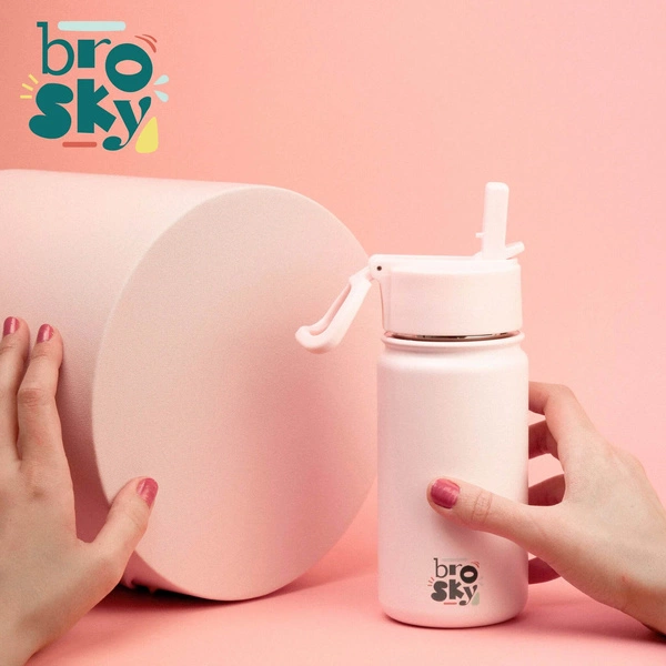 Brosky Basic Stalowa butelka na wodę w kolorze różowym 450ml