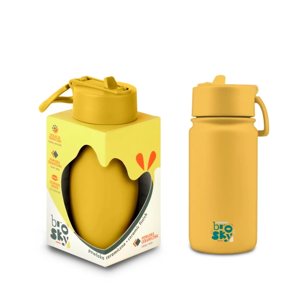 Brosky Basic Stalowa butelka na wodę w kolorze żółtym 450ml