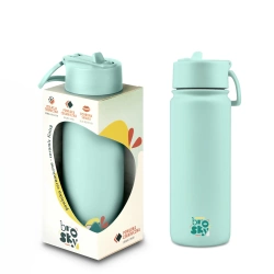 Brosky Abstract Miętowa stalowa butelka termiczna ze słomką 550 ml