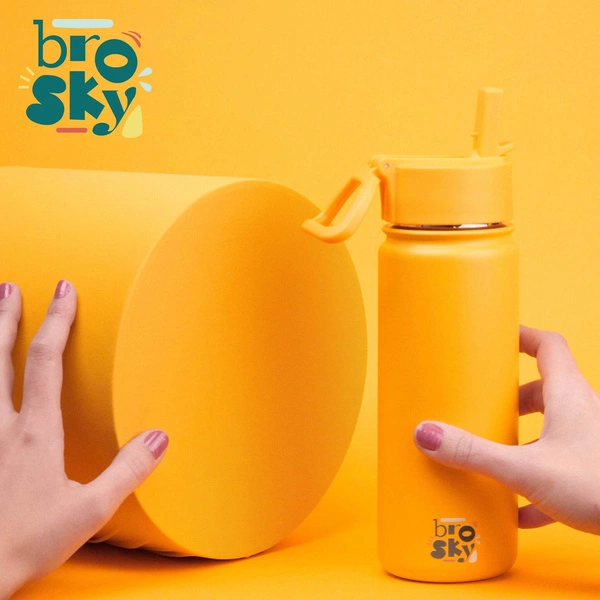 Brosky Basic Stalowa butelka na wodę w kolorze żółtym 550ml
