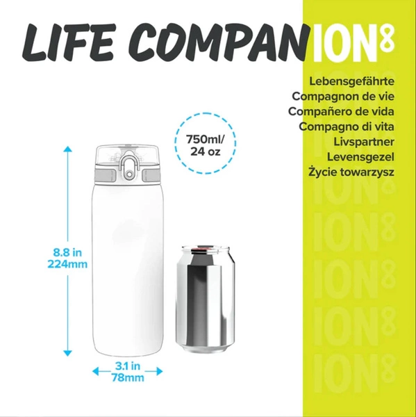 ION8 Pudrowa butelka na wodę z miarką 750 ml