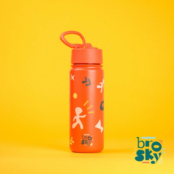 Brosky Pattern Stalowa butelka na wodę w kolorze ceglanym 550ml