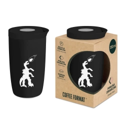 Coffee Format Czarny kubek termiczny z motywem smoka 350 ml