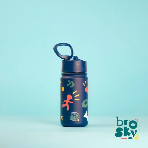 Brosky Pattern Stalowa butelka na wodę w kolorze ciemnoniebieskim 450ml