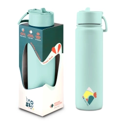 Brosky Abstract Miętowa stalowa butelka termiczna ze słomką 680 ml