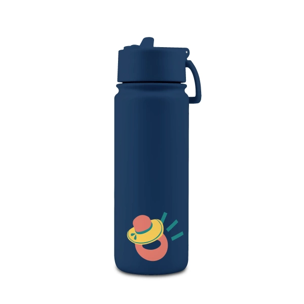 Brosky O. Granatowy bidon na wodę ze słomką 550 ml