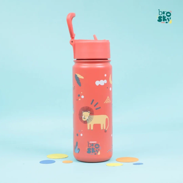 Brosky Kids Ceglasta butelka na wodę dla dzieci w motyw safari 550 ml