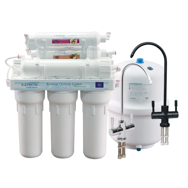 Supreme RO6 Premium Sześciostopniowy filtr odwróconej osmozy z czarnym kranem