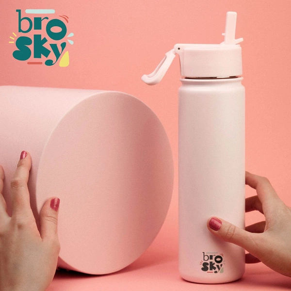 Brosky Basic Stalowa butelka na wodę w kolorze różowym 680ml