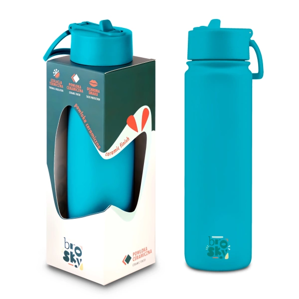 Brosky Basic Stalowa butelka na wodę w kolorze morskim 680ml
