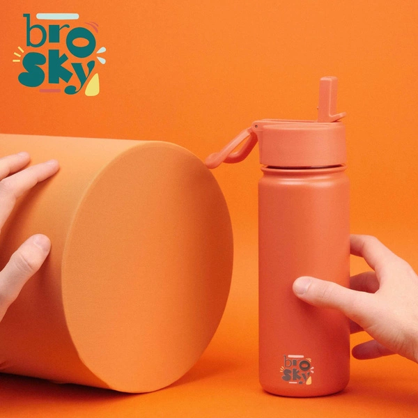 Brosky Basic Stalowa butelka na wodę w kolorze ceglastym 550ml