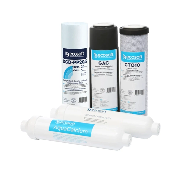 Ecosoft Pure Aquacalcium Zestaw 5 wkładów do filtra odwróconej osmozy