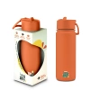 Brosky Abstract Ceglasta stalowa butelka termiczna ze słomką 550 ml