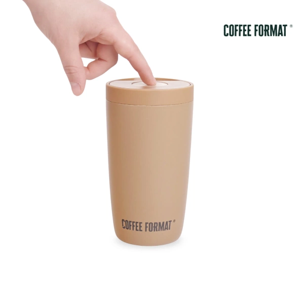 Coffee Format Brązowy kubek termiczny z nadrukiem 350 ml